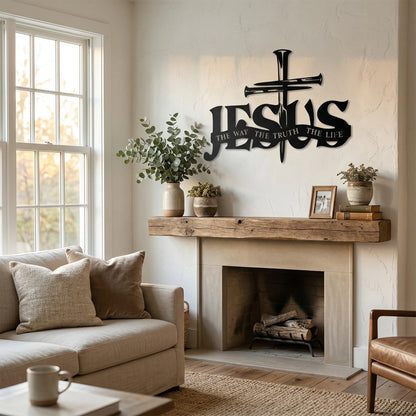 Jesus The Way The Truth The Life Metal Wall Art | Christian Cross Sign | Religious Home Decor