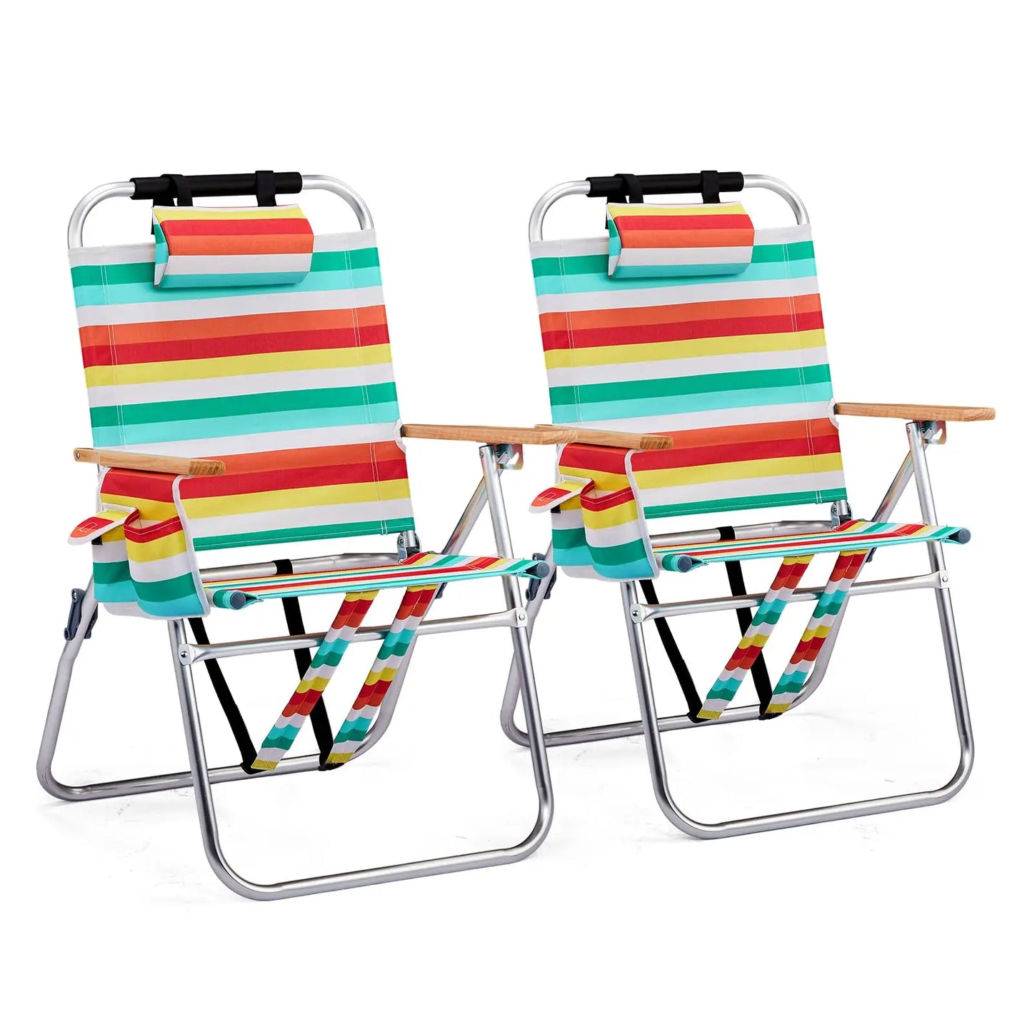 Lightweight 17" Backpack Beach Chair, Tall Beach Chairs for Adults, Portable with Adjustable Straps, 3-Position Customized