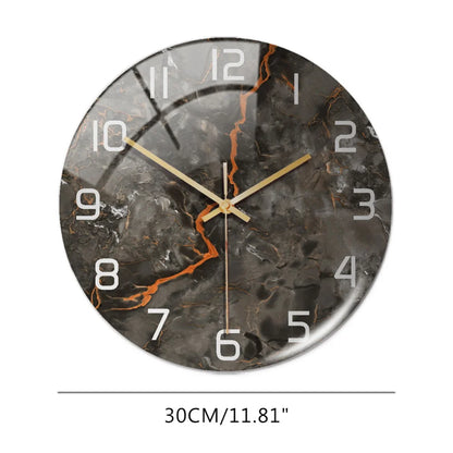 Luxury 3D Acrylic Black and Gold Marble Pattern Wall Adhesive Clock With Metal Needles Decor