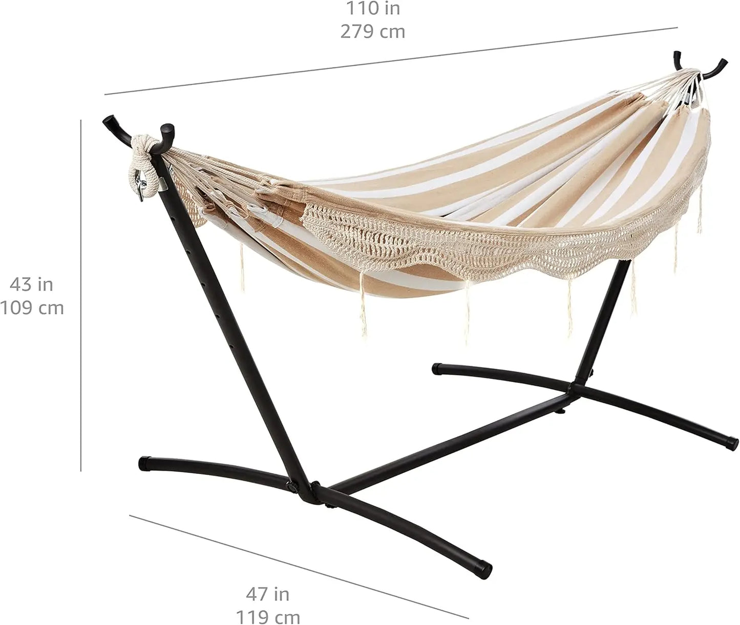 Double Hammock with Steel Stand and Carrying Case, 450 lb. Capacity