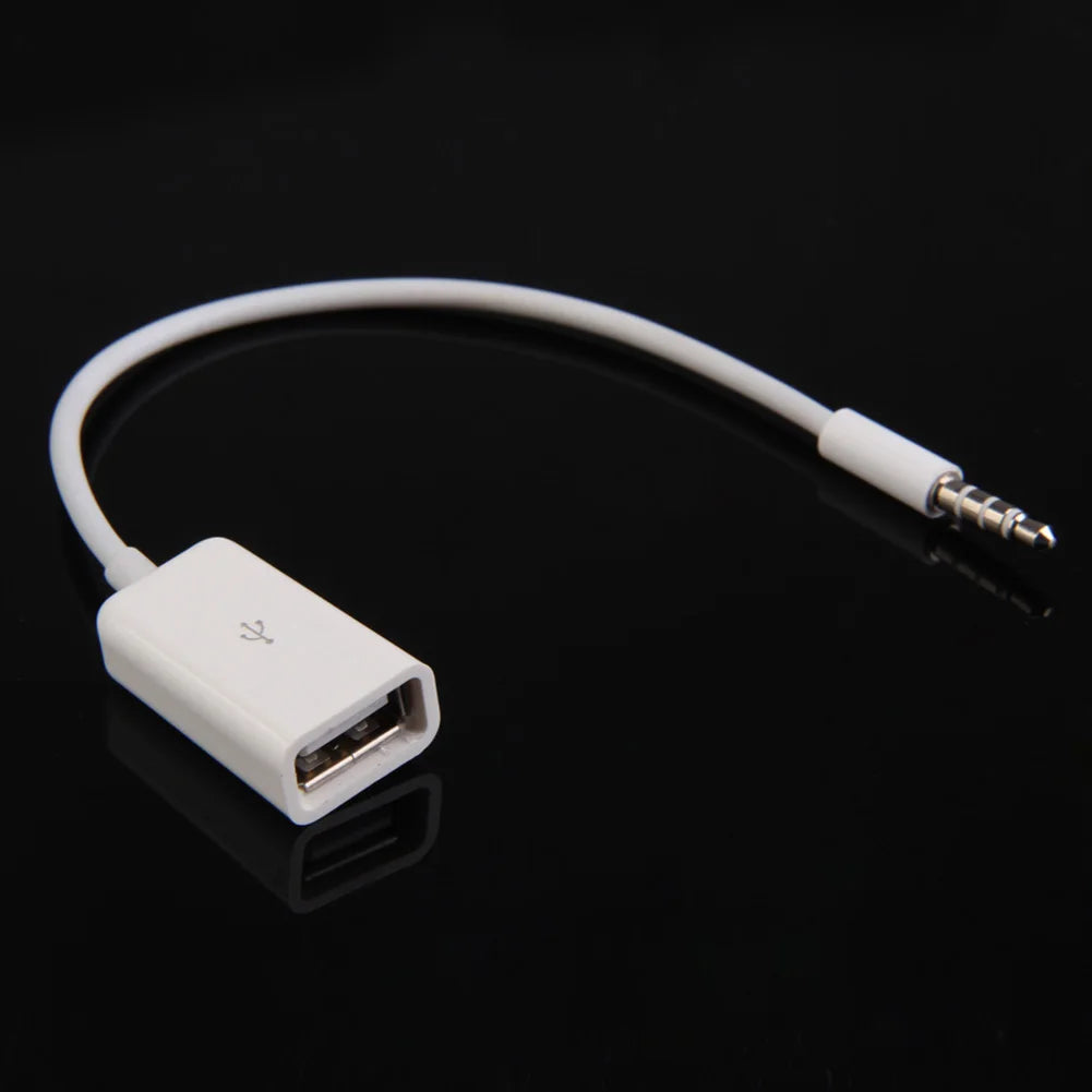 3.5mm Male Car AUX Audio Jack To USB 2.0 Female Adapter