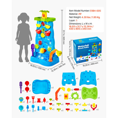 Kids Outdoor Beach Water Play Table with 37PCS