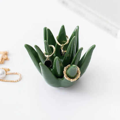 Nordic Ceramic Cactus Aloe Ring, Jewelry, and Earring Storage