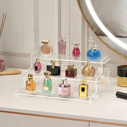 3-Tier Clear Acrylic Display Stand for Jewelry, Makeup, Cupcake Organizer, Transparent Shelf, Sturdy Base, Space-Saving Storage