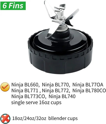 Nutri Ninja Blender Blade Assembly & 2-Pack of 16 oz. Cups for BL770 BL780 BL660