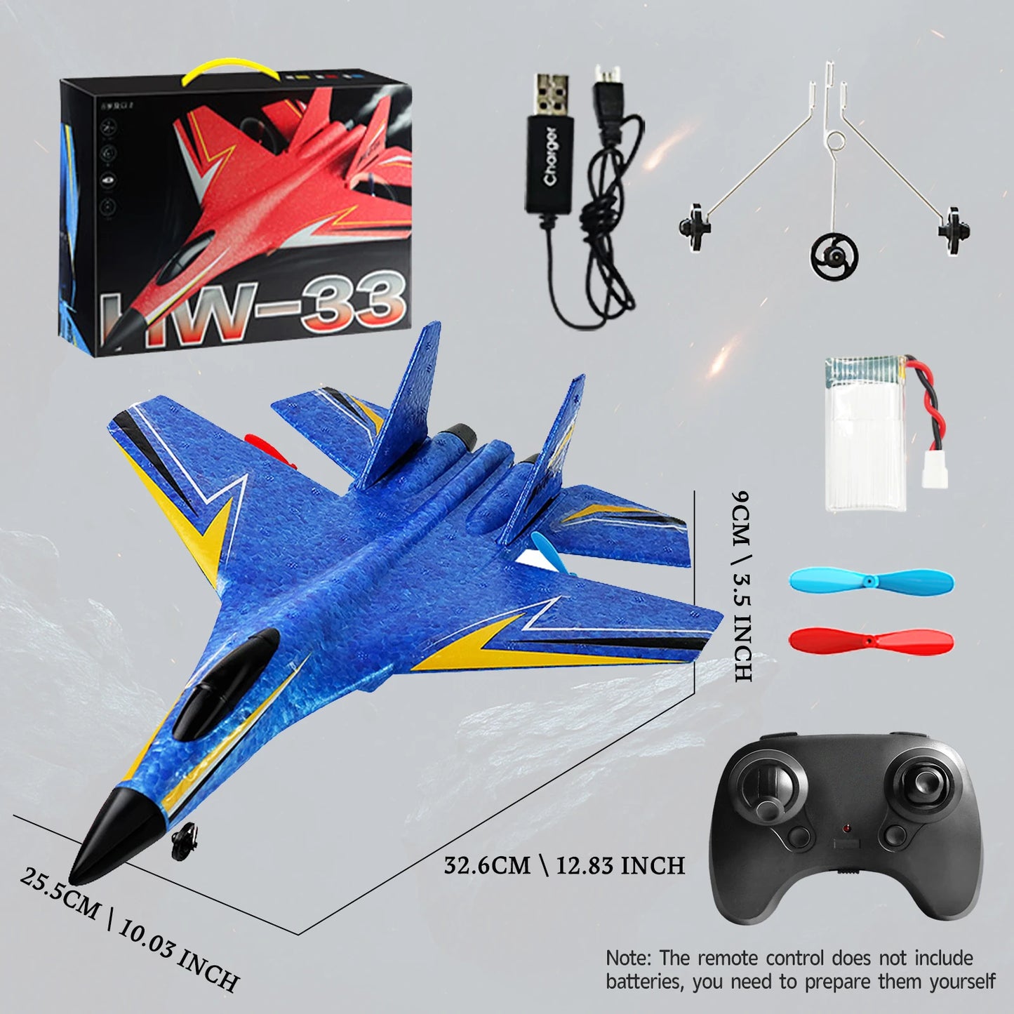 RC Fighter Jet - Fixed-Wing Remote Control Plane with 6-Axis Gyroscope, Lightweight Foam Structure