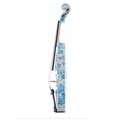 4/4 Blue White Floral Art Violin with Case Bow Rosin & Shoulder Rest