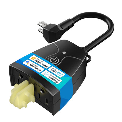 Smart Outdoor WiFi Outlet  Plug with 2 Grounded Sockets
