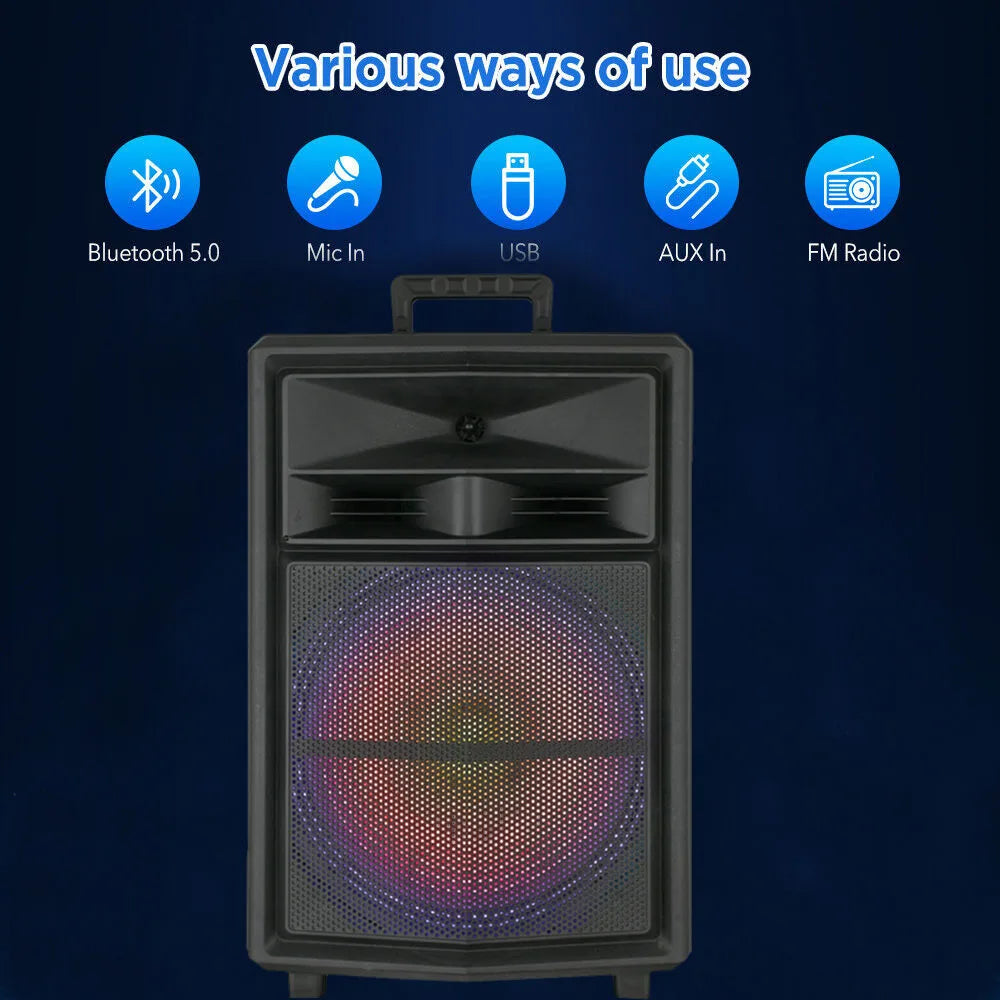 Portable Bluetooth Party Speaker 15" Subwoofer w/Stand