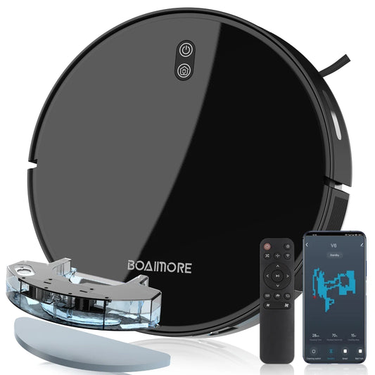 Robot Vacuum Cleaner Combo and Mop - 6000PA Strong Suction  Robotic App & Remote Control Self-Charging Smart Mapping for Pet Hair