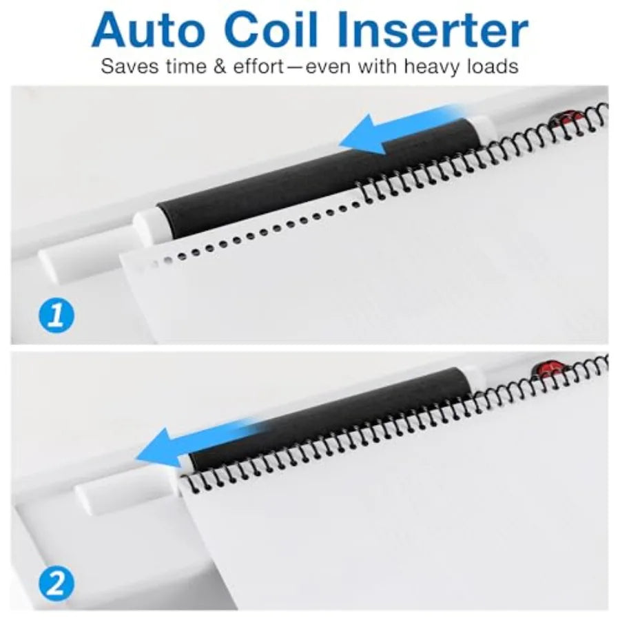 Electric Spiral Coil Binding Machine for Letter/A4/A5 Paper 12-Sheet Punch Capacity Includes 100pcs 5/16'' Coils and Plier