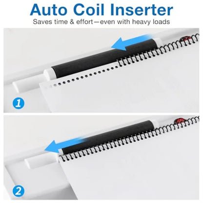Electric Spiral Coil Binding Machine for Letter/A4/A5 Paper 12-Sheet Punch Capacity Includes 100pcs 5/16'' Coils and Plier