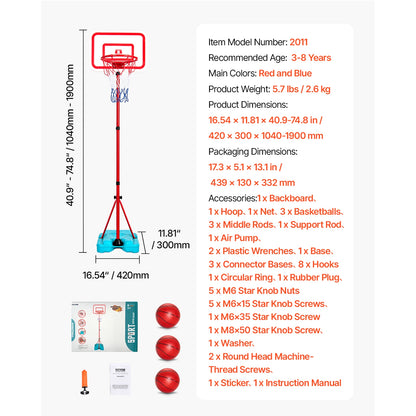 Adjustable Basketball Hoop for Kids