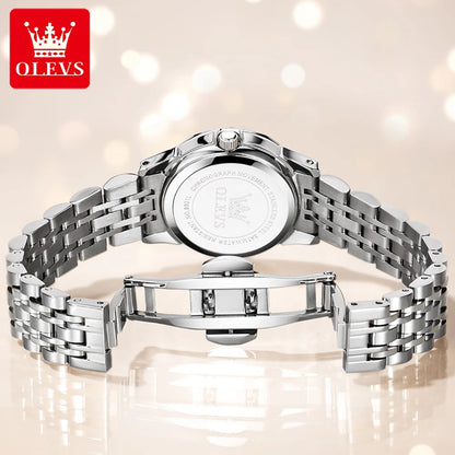 Ladies Waterproof Stainless Steel Luminous Dial and Date Quartz Watch