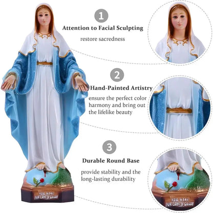 19 inch Resin Virgin Mary Statuette, Catholic Mother Mary Figurine for Religious Decor & Home