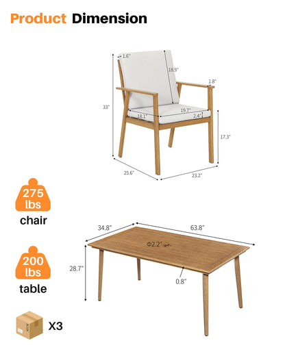 SeeHill 7 Pieces Patio Dining Set for 6, Outdoor Aluminum Dining Patio Table Furniture Set with Umbrella Hole for Garden, Teak