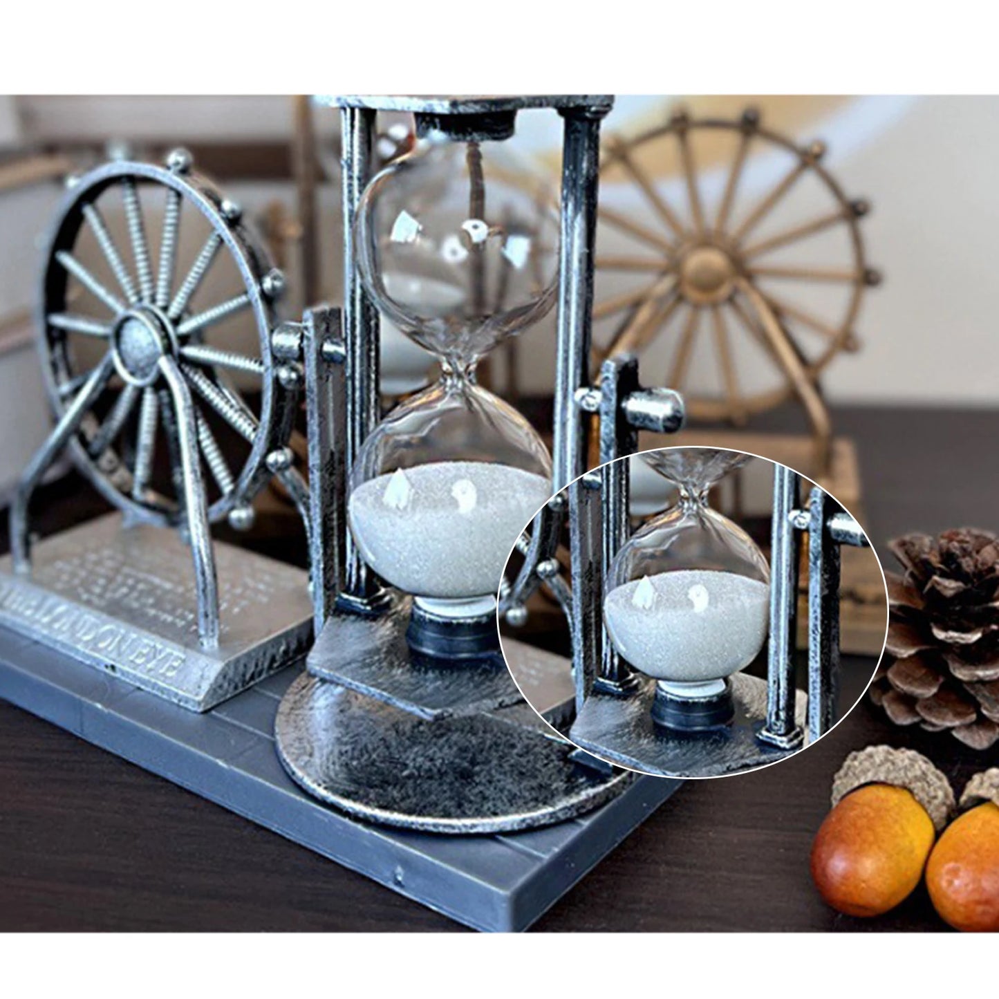 Vintage Ferris Wheel Statue With Hourglass Sand Clock