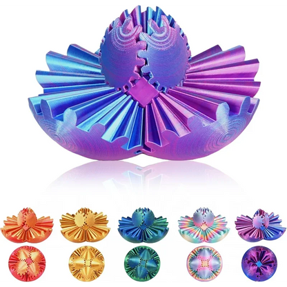 3D Printed Gear Sphere Fidget Toy, Sensory Stress Relief Ball for Kids and Adults, ADHDToy (Forest Green, 2.6 inches)