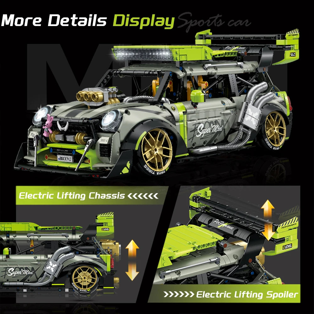 RC Sports Car Building Blocks Model Racing Car 1:10 Scale With Motor