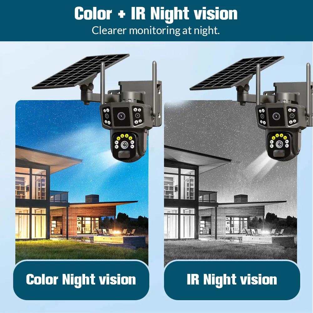 9MP 4K IP Camera With Dual Lens Screen WiFi PTZ Auto Tracking Waterproof Panoramic Surveillance Camera with Voice Intercom System