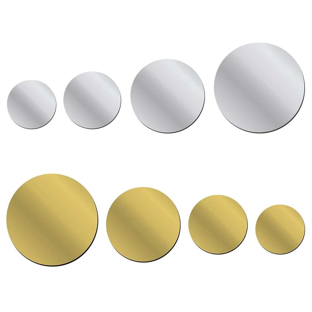 Decorative Small Circle Mirror Decals Self Adhesive Acrylic Mirror Stickers DIY for Home Art Room Bedroom