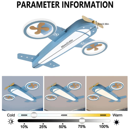 LED Airplane Ceiling Light With Remote Control, Adjustable Warm & Cool Light