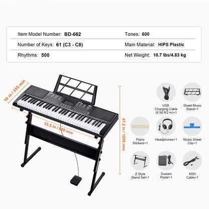 61 Key Portable Digital Keyboard