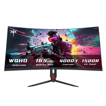 34'' Curved Ultrawide Gaming Monitor 3440x1440p 165Hz, 1500R Curved Monitor, Freesync G-sync, Height/Tilt/Swivel/Pivot, Picture
