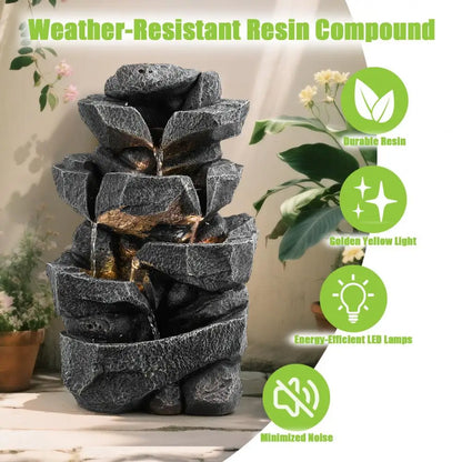 Multi Tier Cascading Outdoor Rock Garden Waterfall For Patio and Backyard