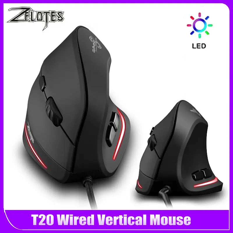 Ergonomic Mice Silent Wired Vertical Rechargeable 3200 DPI USB Optical Gamer Mouse