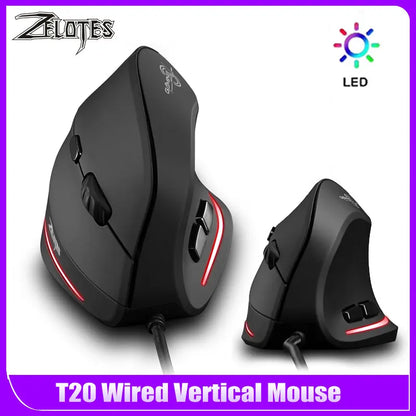 Ergonomic Mice Silent Wired Vertical Rechargeable 3200 DPI USB Optical Gamer Mouse