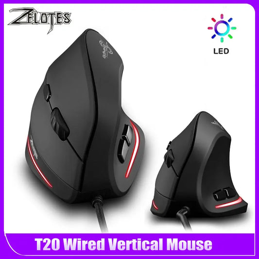 Ergonomic Mice Silent Wired Vertical Rechargeable 3200 DPI USB Optical Gamer Mouse