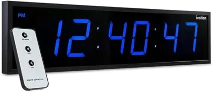 Large LED Digital Wall Clock with Big Display - Oversized 30 Inch Blue Clock, Shelf or Wall Mount