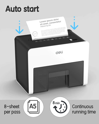 Deli 8-Sheet Mini Desktop Crosscut Paper Shredder