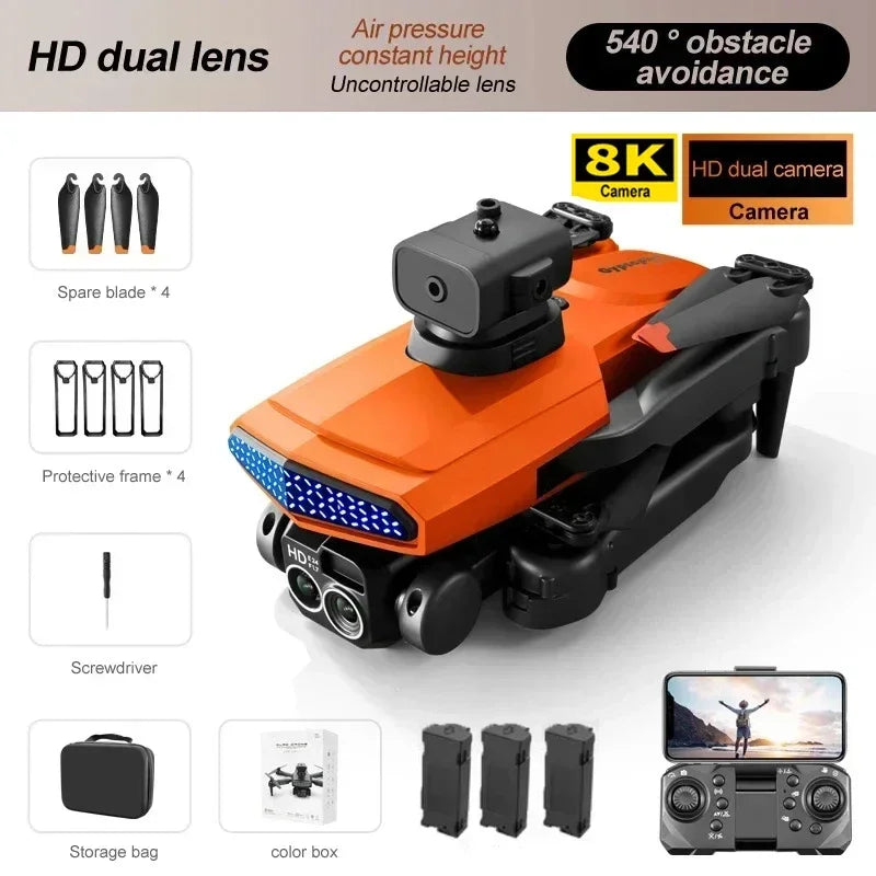 RC Foldable Quadcopter 8K Drone Professional HD Dual Camera Optical Flow Localization Obstacle Avoidance WIFI FPV