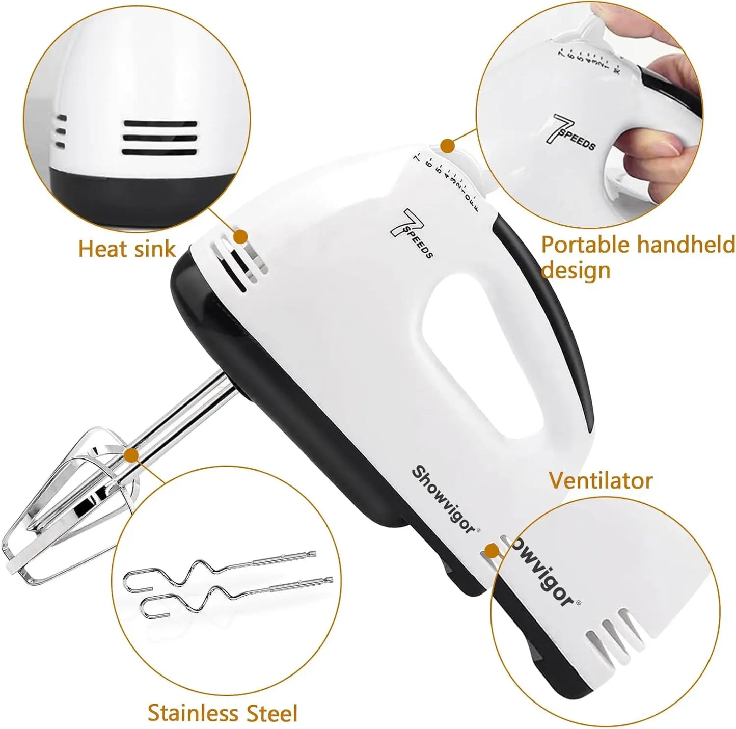 Electric Hand Mixer With 5 Stainless Steel Attachments