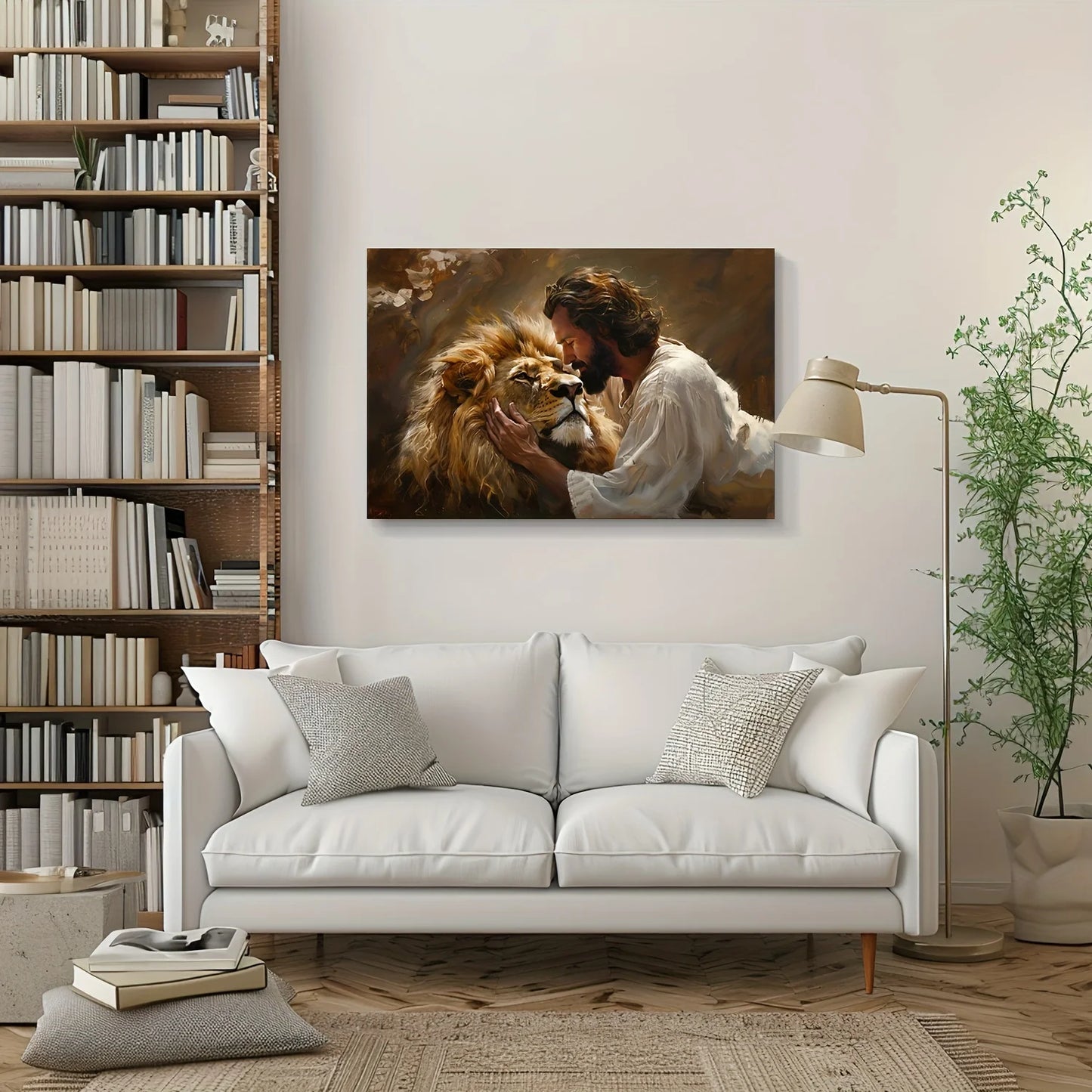 Lion of Judah Canvas Wall Art | Stunning Religious Christian Painting | Framed, Ready-to-Hang | Perfect Decor for Living Room
