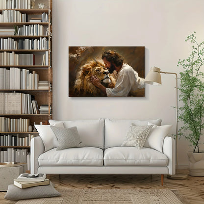 Lion of Judah Canvas Wall Art | Stunning Religious Christian Painting | Framed, Ready-to-Hang | Perfect Decor for Living Room