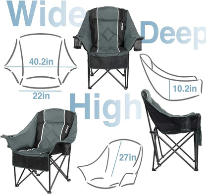 Heavy Duty 400 lbs Oversized Camping Chair with Padded Seat