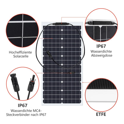 200W Flexible Solar Panels Waterproof Monocrystalline Solar Panel for Home, RV, Boat, and Camping 18V Charge