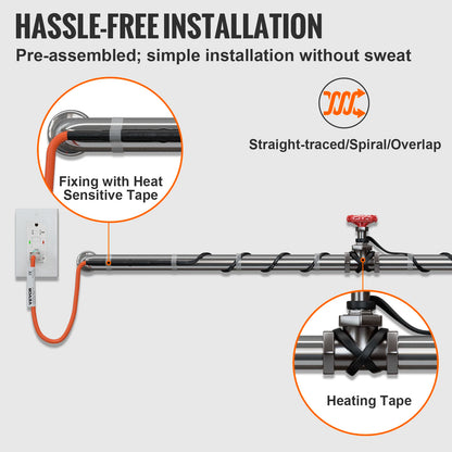 SucceBuy Self-Regulating Pipe Heating Cable Snow Melting Drain Water Pipe Freeze Protection Heat Cable for Protects Hose Wire