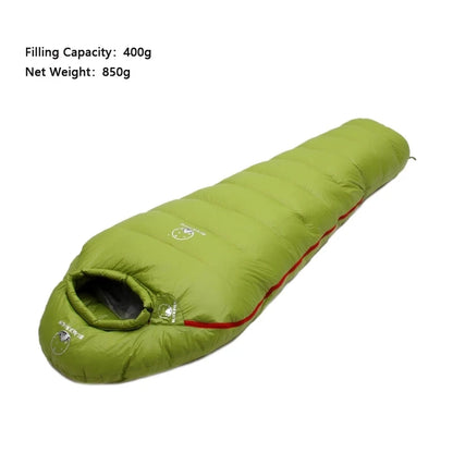 Goose Down Sleeping Bag: Warm Down Filled Adult Mummy Style Sleeping Bag