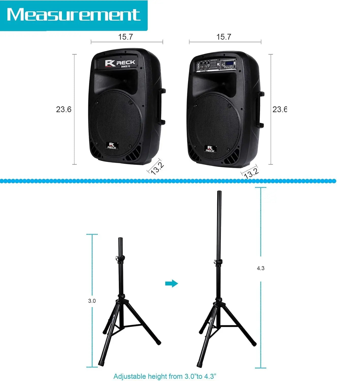 Portable 12-Inch 1000 Watts 2-Way Speaker System