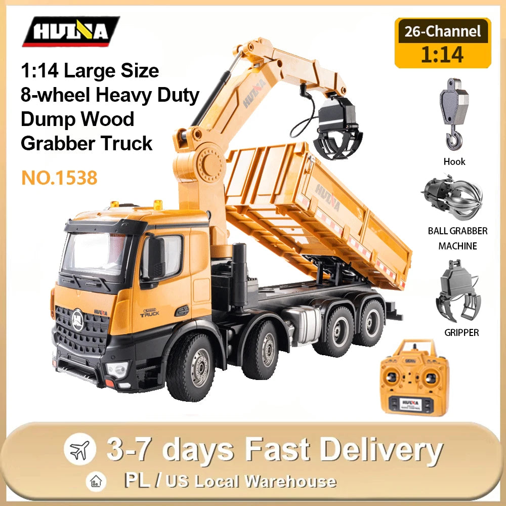 Remote Control Grab Wood Dump Truck 26-Channel 1:14 Scale Construction Toy