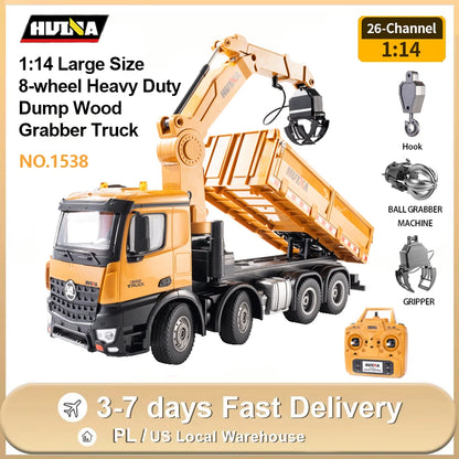 Remote Control Grab Wood Dump Truck 26-Channel 1:14 Scale Construction Toy