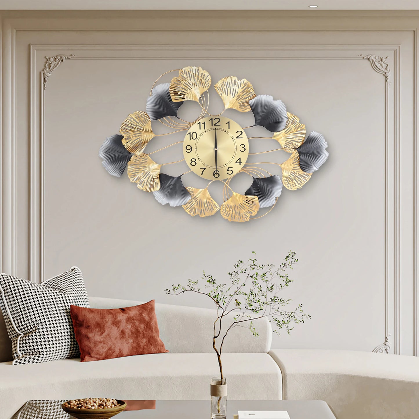 Large Wall Clock for Living Room Decor Gold Clock