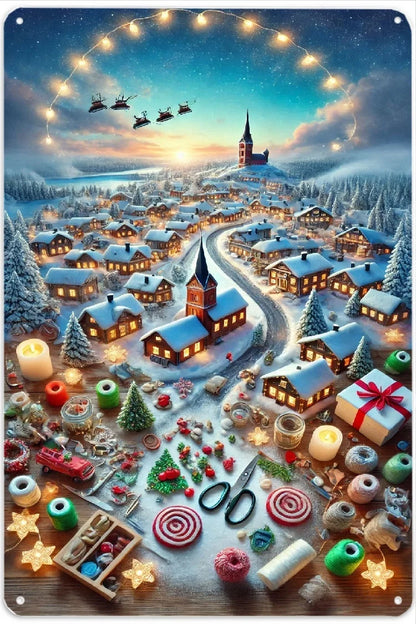 3D Flat, Christmas and Christmas Eve Metal Wall Decoration 8x12