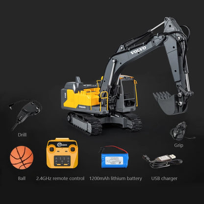 RC Excavator 1/16 Scale, 17CH 3IN1 2.4G APP Dual Remote Control LED Digger