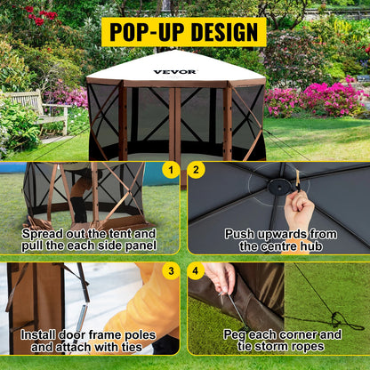 Pop-up Camping Gazebo Shelter 6 Sided 12' x 12' / 10' x 10' Sun Shade Tents & Canopies Camping & Hiking