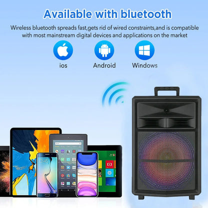 Portable Bluetooth Party Speaker 15" Subwoofer w/Stand